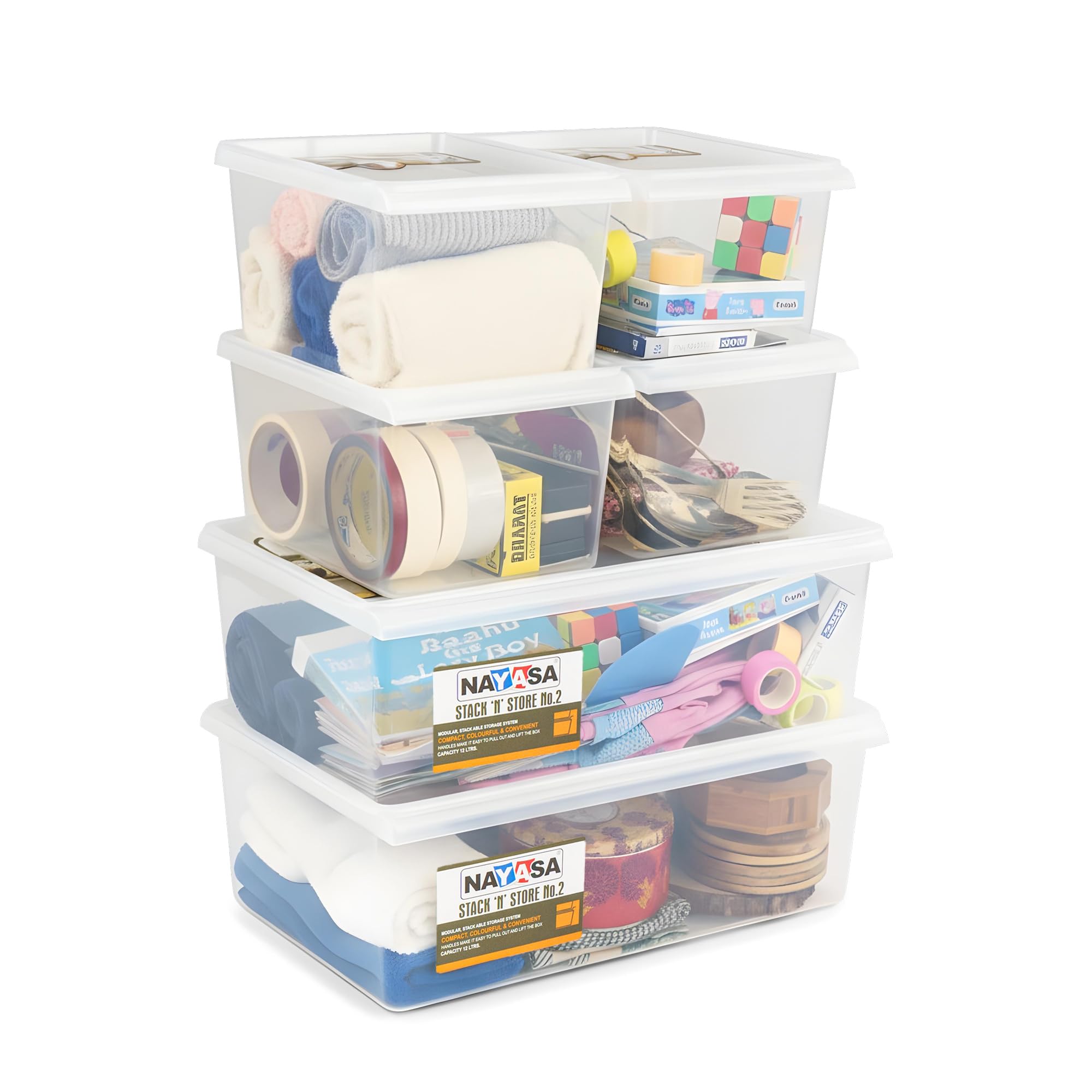 Nashi ５boxes Nayasa Stack N Store Set of 6 | 5 Ltrs & 12 Ltrs |Small +